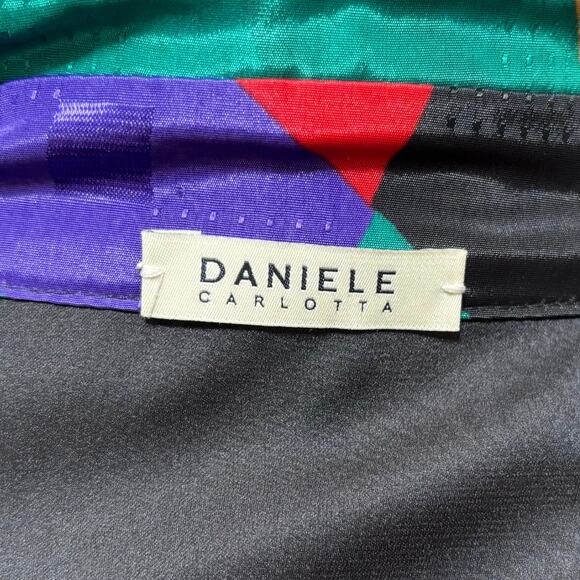 Daniele Carlotta Asymmetric Silk Mini Dress Black Pink 12 - Picture 8 of 10